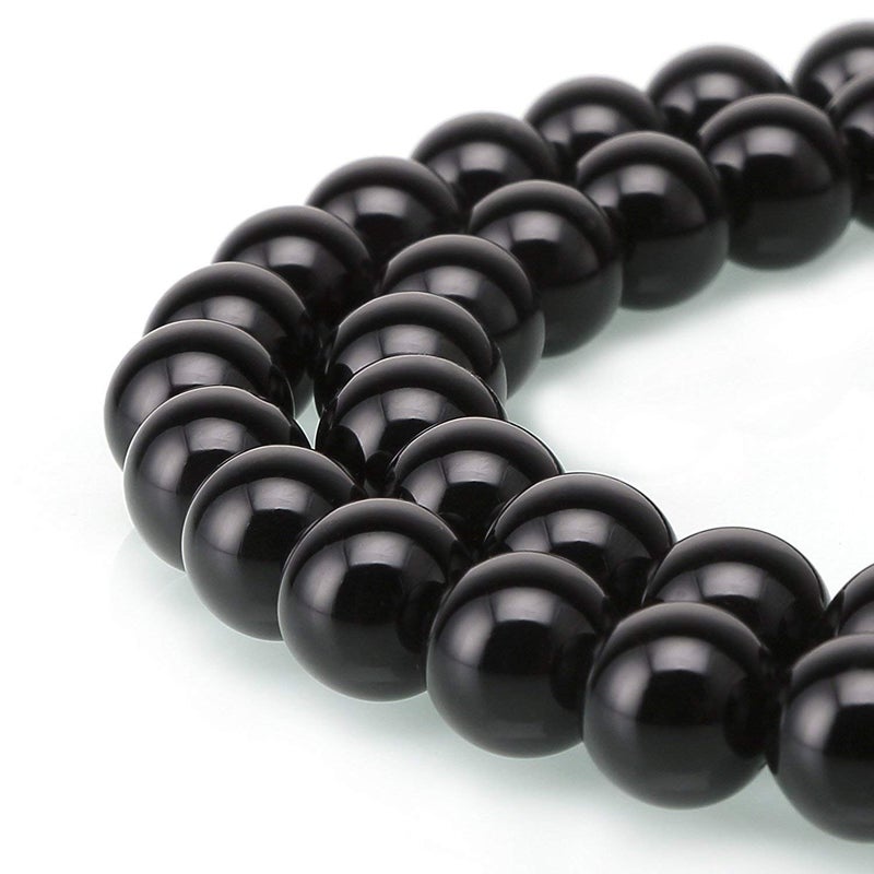 LIFAVOVY 10mm Natural Black Onyx Beads Round Agate Gemstone Loose Beads for Jewelry Making (36-38pcs/strand) A - Image 1